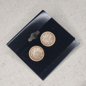 Gold Sparkle Button Stud Earrings